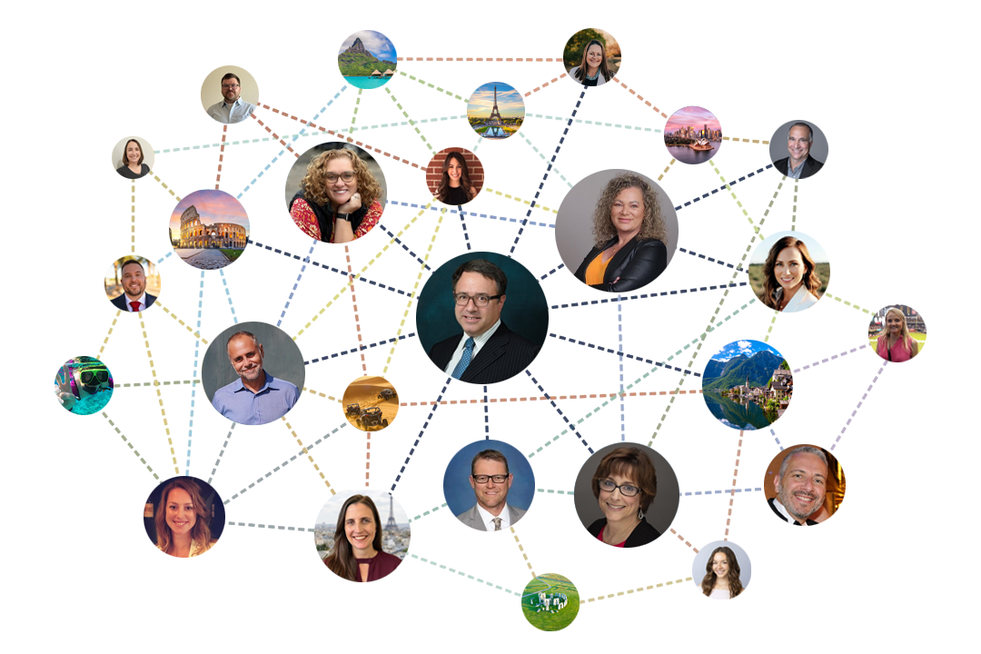 Map highlighting regions where Carlisle Travel agents serve clients